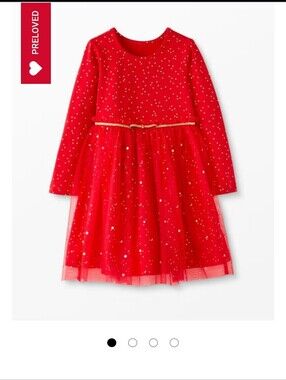 Hanna Andersson Red Tulle Party Dress with Gold Trim 4T